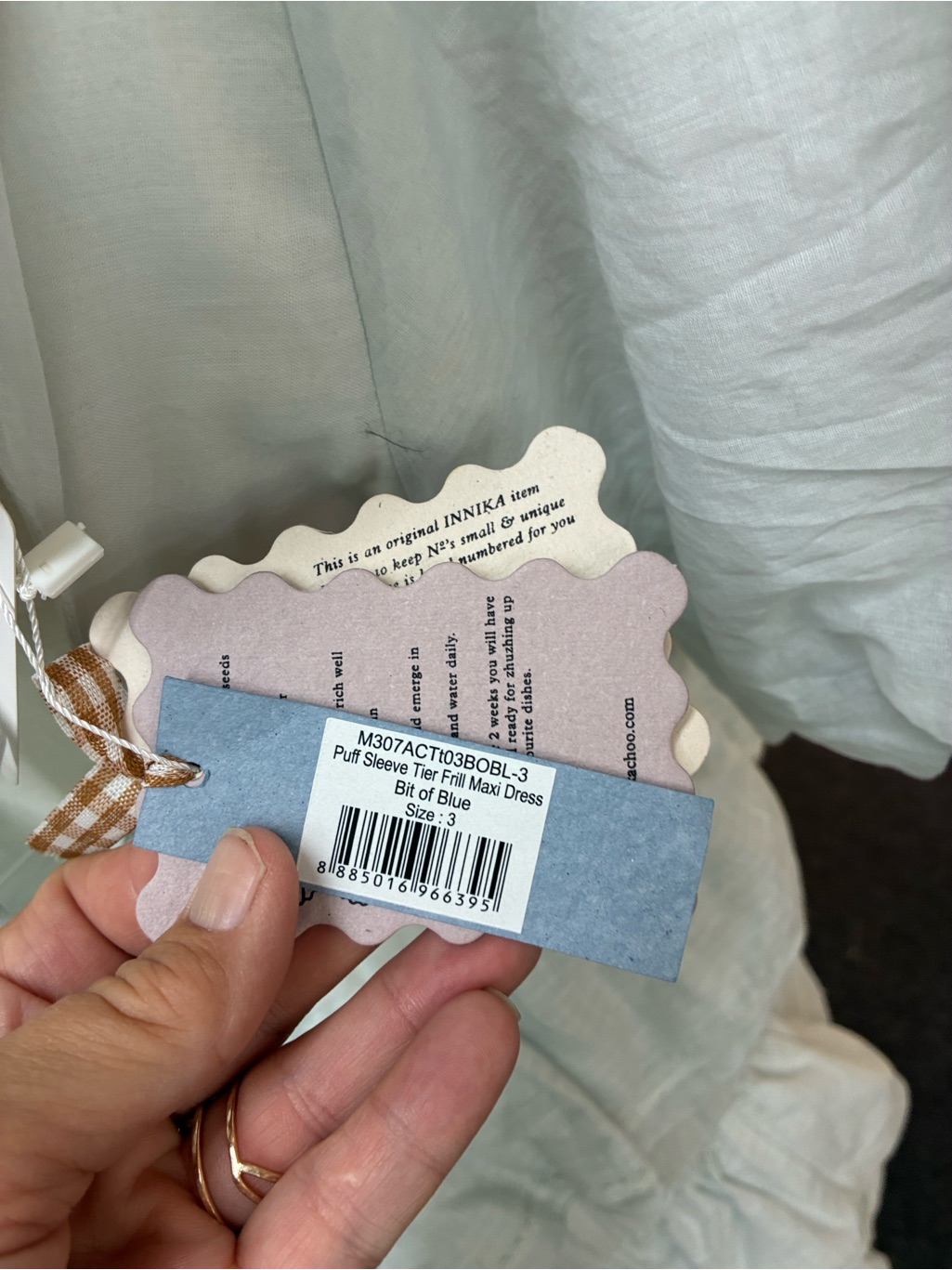 Nwt Innika Choo Puff Sleeve Tier Frill Ruffle Maxi Dress Light Blue Size Large — image 8 of 8